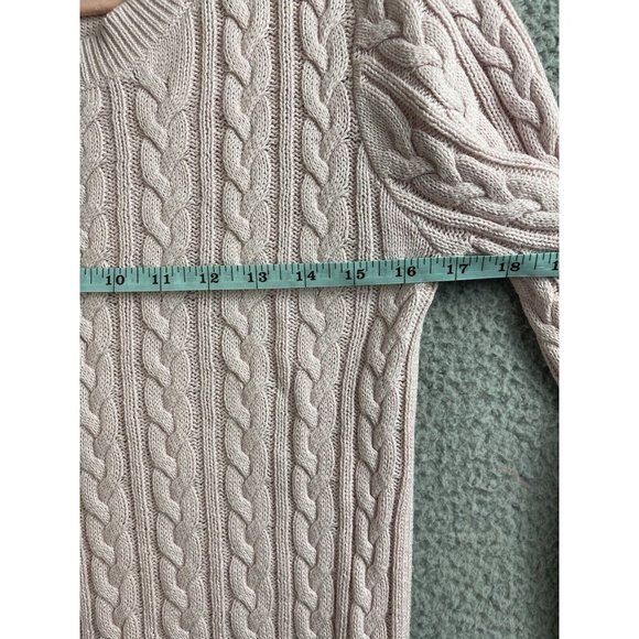 H&M Womens Sweater Size S Pink Cable Knit Pullover Long Sleeve Crew Neck Basic - Picture 5 of 9